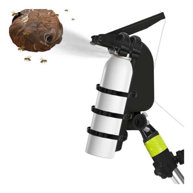 Adjustable angle spray can extension pole