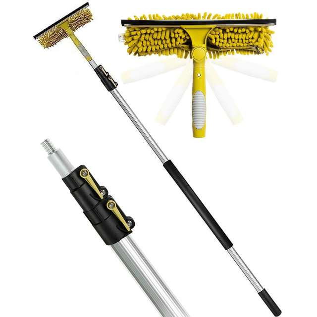 Flip-lock squeegee extension pole