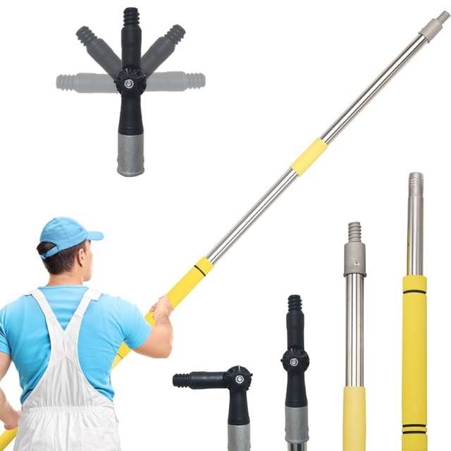 Pértiga extensible de alta resistencia para pintar y trabajar con paneles de yeso.