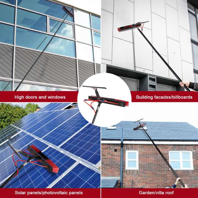Pértigas extensibles de alta resistencia para la limpieza de ventanas y paneles solares.