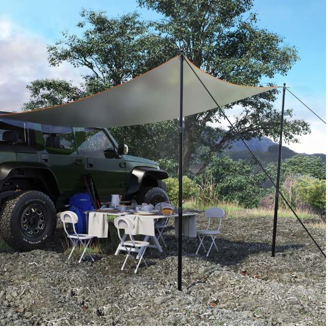Telescoping canopy poles and tent awning poles in aluminum for outdoor shelters