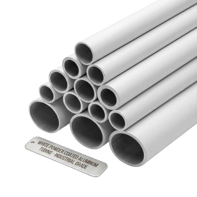 White powder coated aluminum tubing
