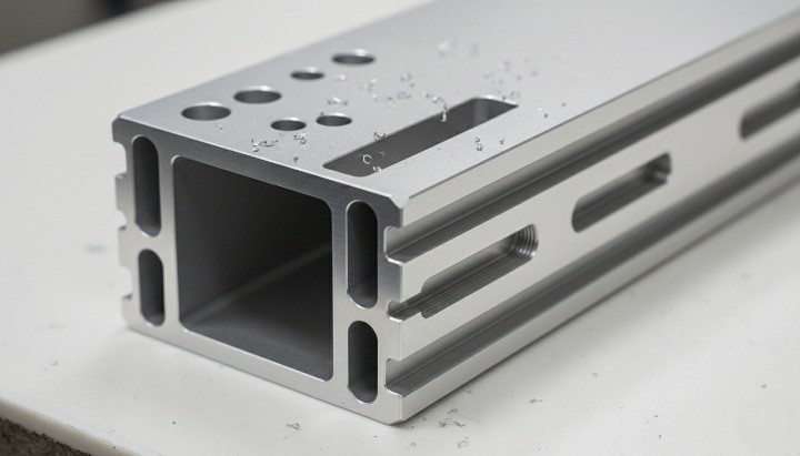 CNC operations on aluminum extrusion holes slots threads