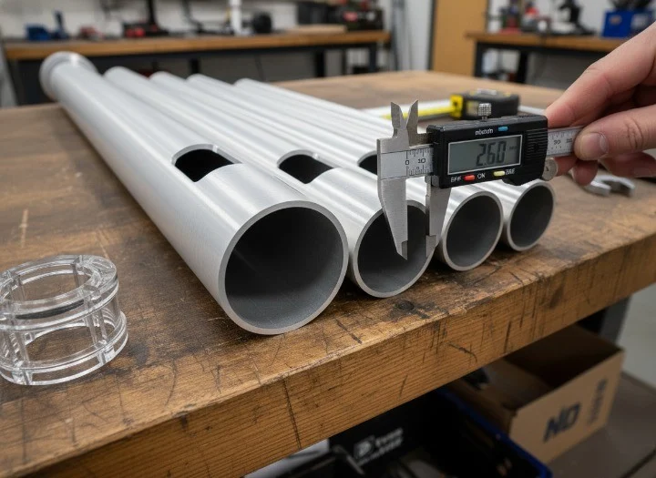 Aluminum Telescoping Flagpole Extrusion Wall Thickness Measurement at Xingyong aluminum pole factory