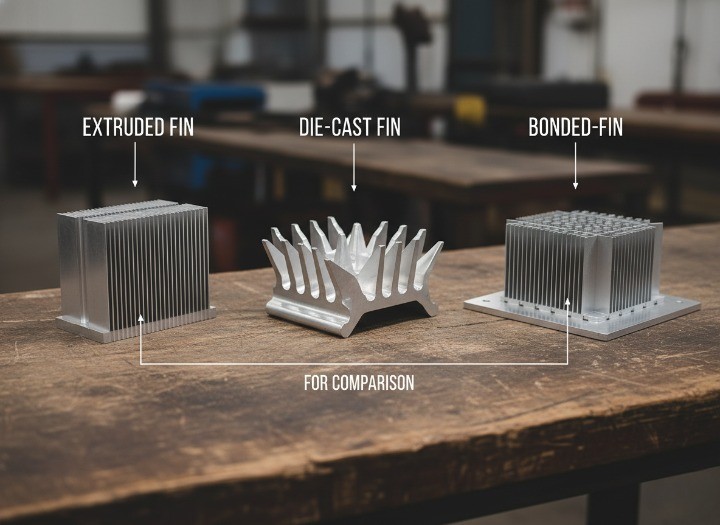 extruded vs die cast vs bonded fin heat sink comparison