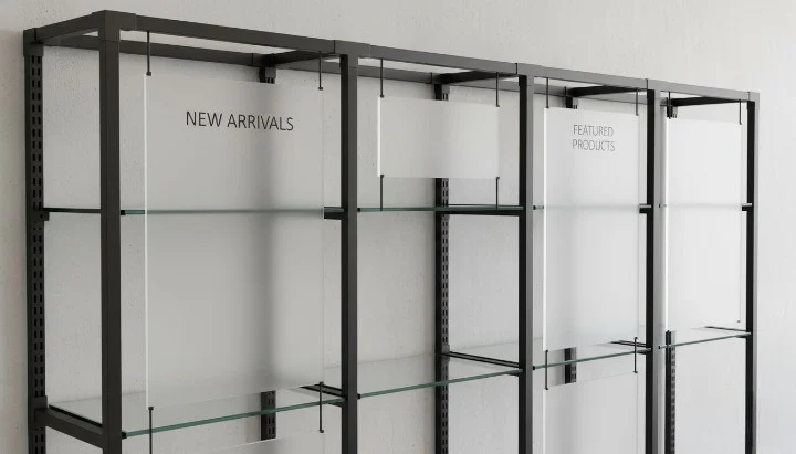 Powder-coated custom aluminum U channel for shelving and retail display systems
