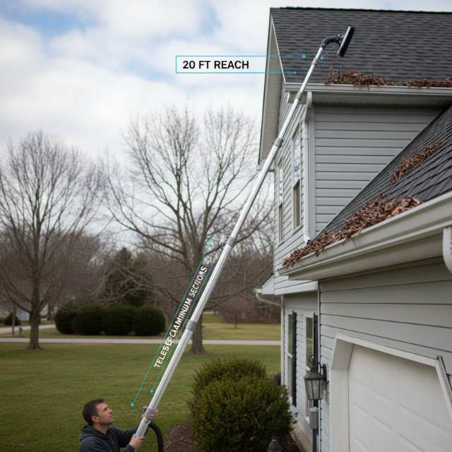 20 ft Aluminum Gutter Cleaning Pole