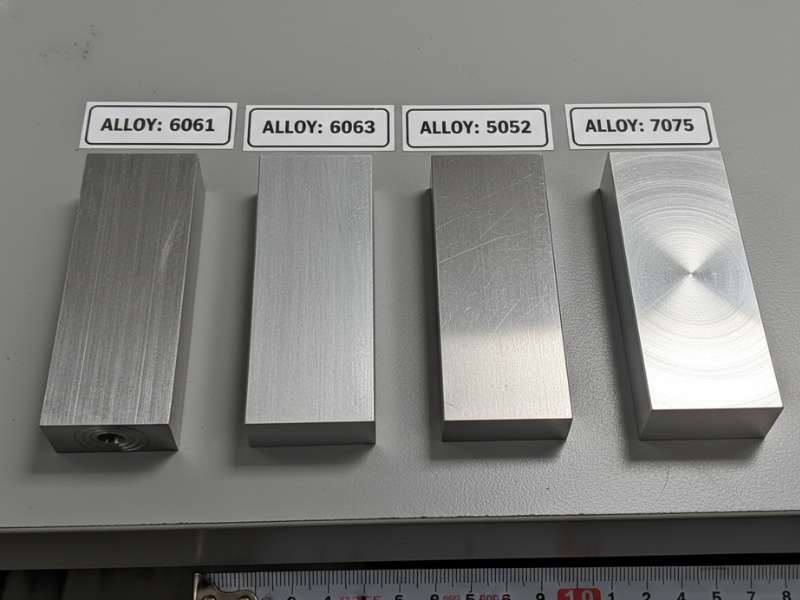 6061 vs 6063 vs 5052 vs 7075 aluminum surface and structure comparison