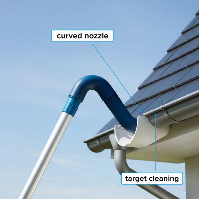 Aluminum Gutter Cleaning Pole with Curved Nozzle
