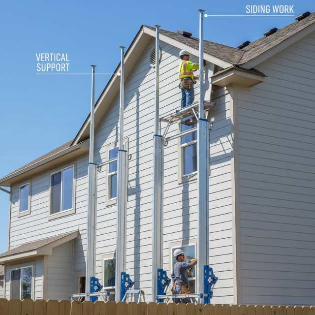 Aluminum pump jack poles for siding