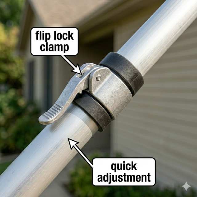 Flip Lock Aluminum Gutter Cleaning Pole