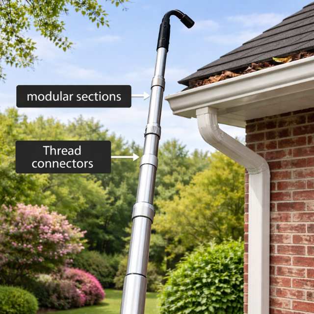 Modular Aluminum Gutter Cleaning Pole