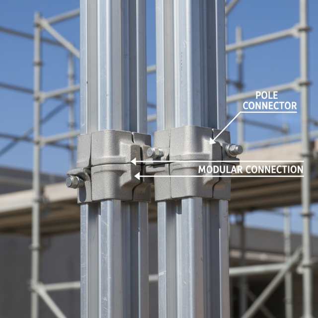 Modular aluminum pump jack poles