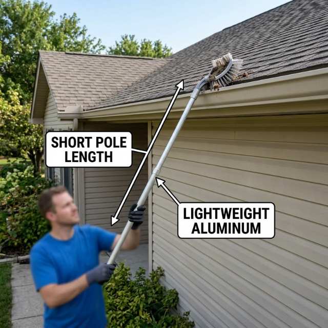 Short Aluminum Gutter Cleaning Pole