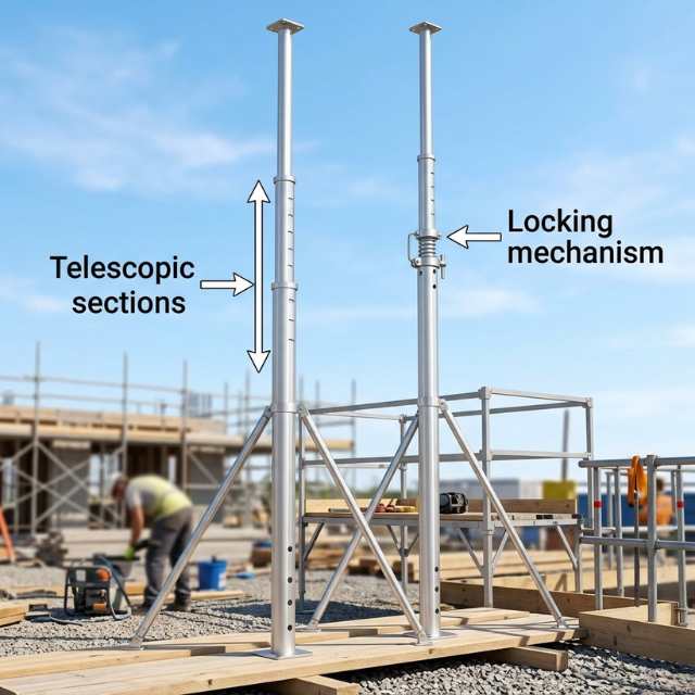Telescopic aluminum pump jack poles