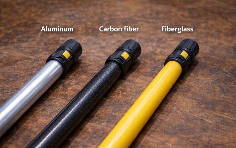 aluminum carbon fiber fiberglass window cleaning pole material comparison