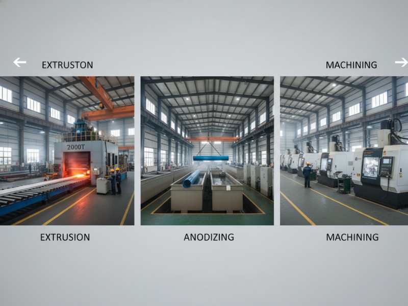 aluminum extrusion anodizing cnc machining integrated factory telescopic pole production