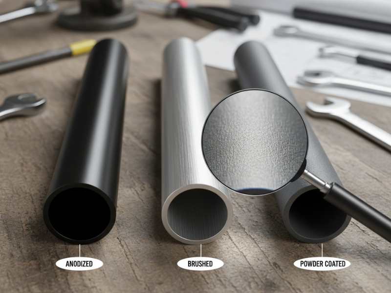 aluminum pole surface treatment anodized brushed powder coated comparison