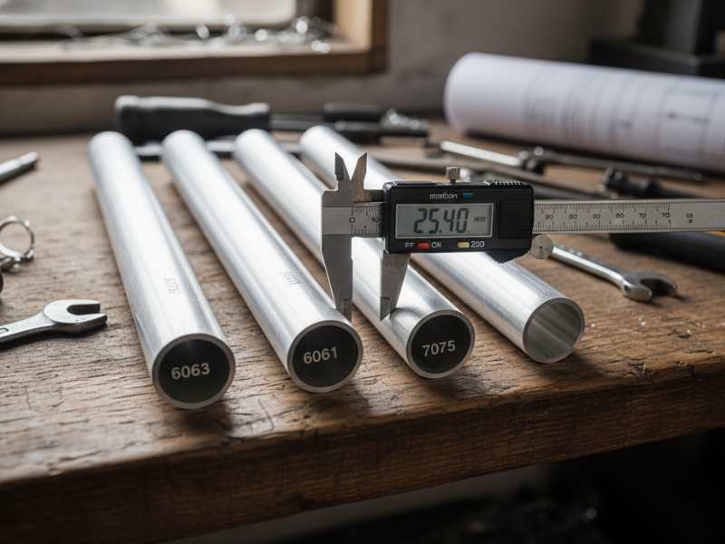 aluminum telescopic pole alloys 6063 vs 6061 vs 7075 comparison tubes with caliper
