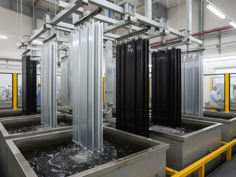 anodized aluminum extrusion profiles on automated anodizing line