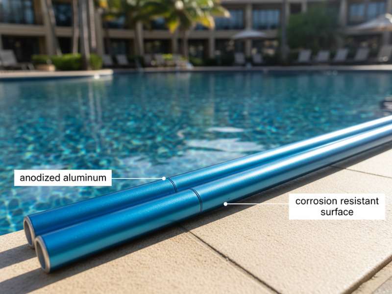anodized aluminum pool pole corrosion resistant telescopic cleaning pole by pool