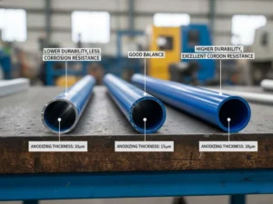 Alumínio anodizado com espessura de 10 µm, 15 µm e 20 µm: Certificado de comparação de resistência à corrosão para conformidade com os padrões de fabricação da Xingyong.