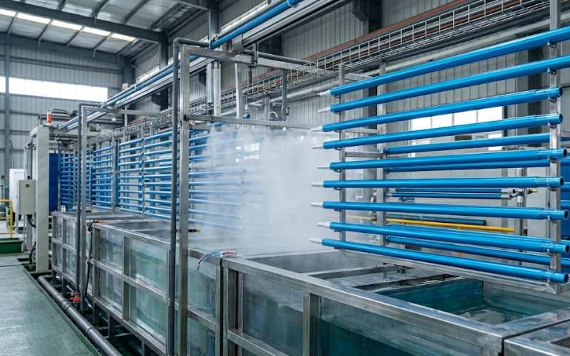 Automatic anodizing production line for telescopic pool poles
