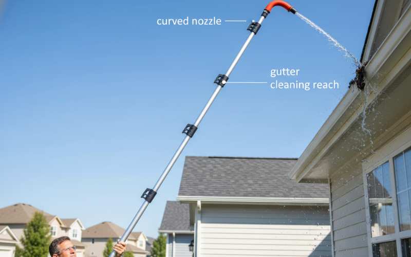 gutter cleaning extension pole long reach curved nozzle roof