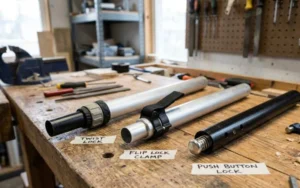 Teleskop-Verlängerungsstangen-Verriegelungsmechanismus mit Drehverschluss, Klappverschluss und Druckknopf für die OEM-Aluminiumstangenfertigung