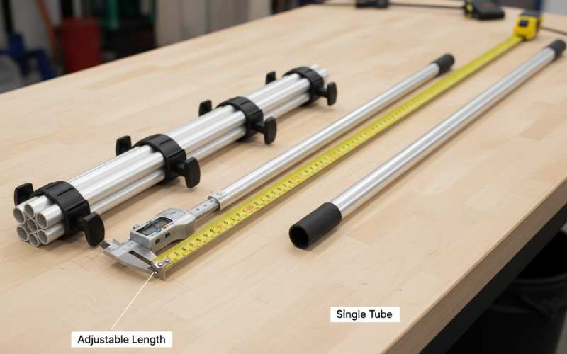 telescopic extension pole vs fixed pole structural comparison