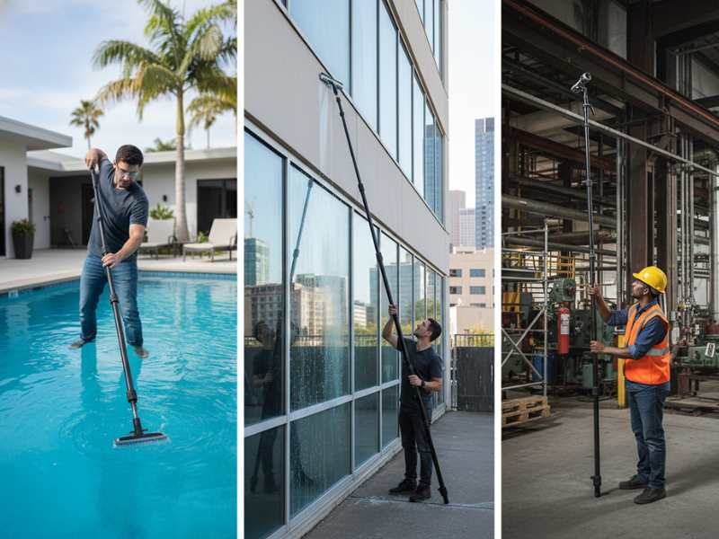 telescopic pole applications pool cleaning window cleaning industrial use