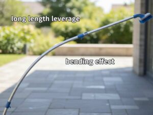 telescopic pole bending under load long length leverage effect