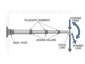 telescopic pole load types static dynamic leverage force diagram