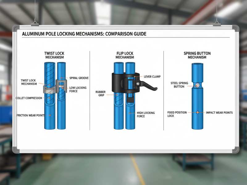 telescopic pole lock types twist lock flip lock spring button comparison durability