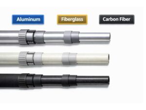 telescopic pole material comparison aluminum fiberglass carbon fiber structure