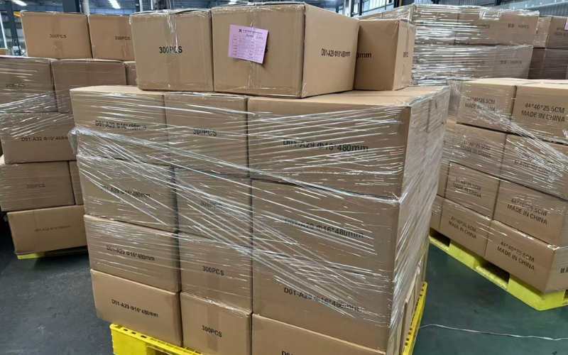 Aluminum poles palletized and packaged ready for global shipping