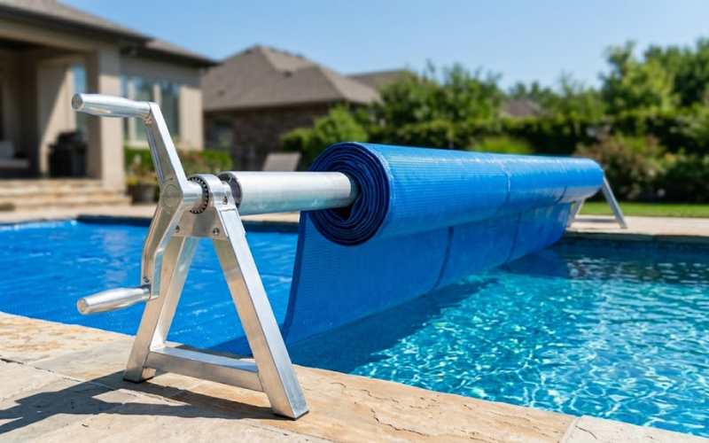 Heavy-duty aluminum pool cover reel