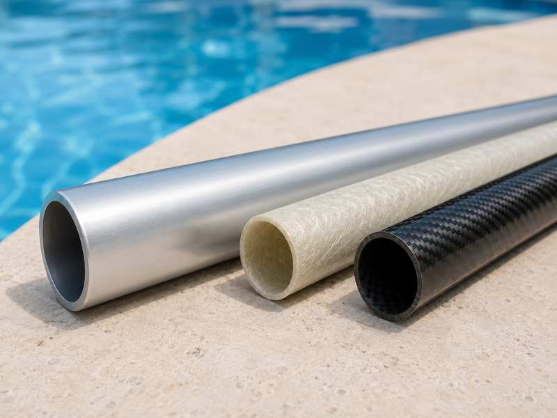 Anodized aluminum pool pole compared with fiberglass and carbon fiber pool pole materials