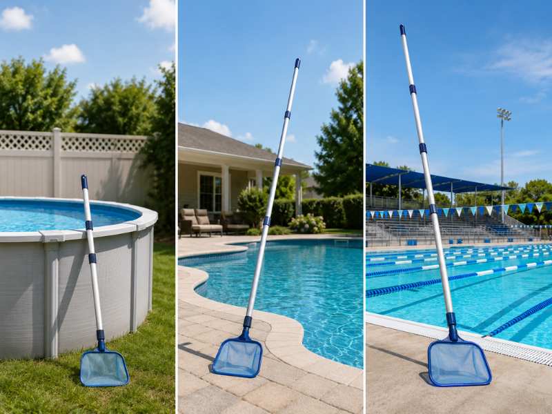 Pool pole length comparison for above-ground, in-ground, and commercial swimming pools