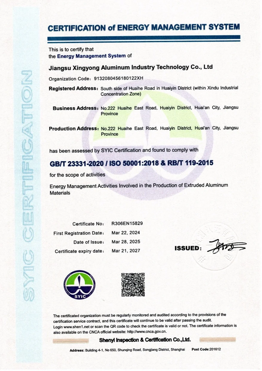 Xingyong ISO 50001:2018 energy management system certificate