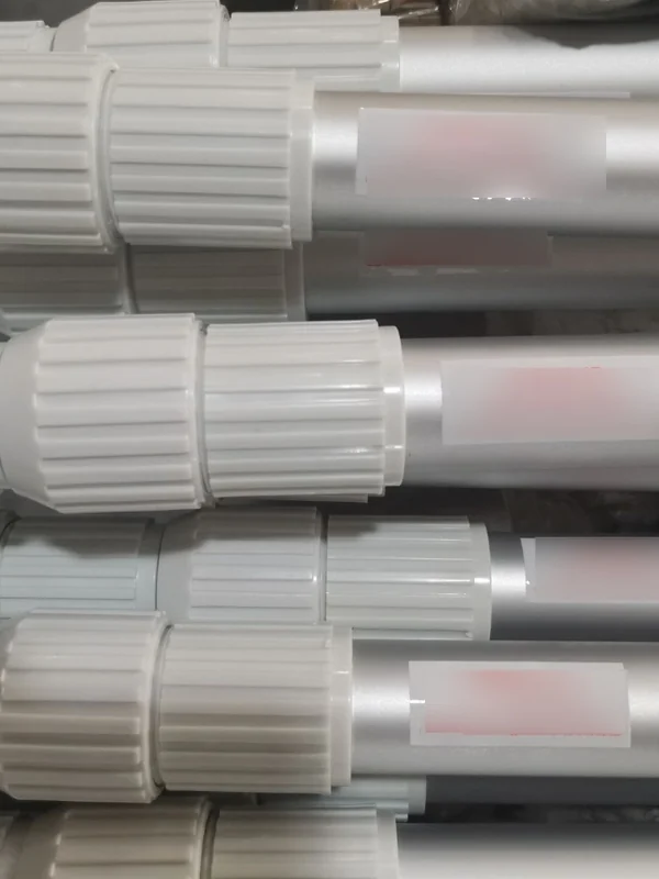 Silver anodized 3-section telescopic pool poles with universal connectors