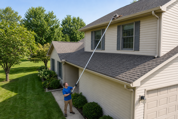 Long-reach aluminum telescopic pole for gutter maintenance tools