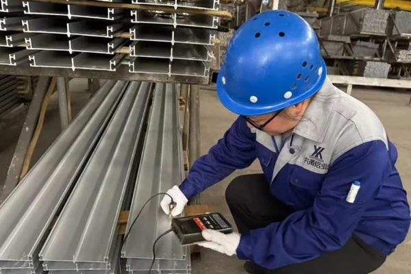 Anodized aluminum gutter pole component quality inspection