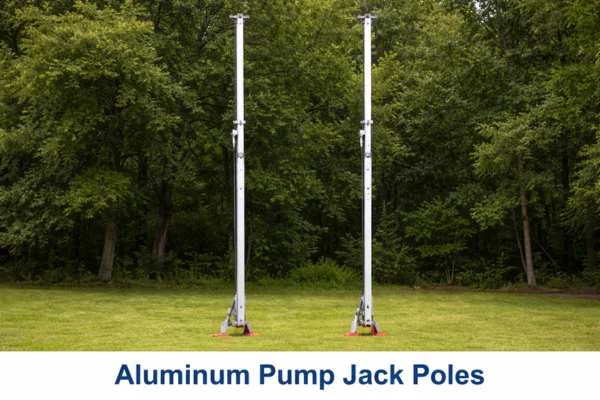 Aluminum pump jack poles for construction access equipment