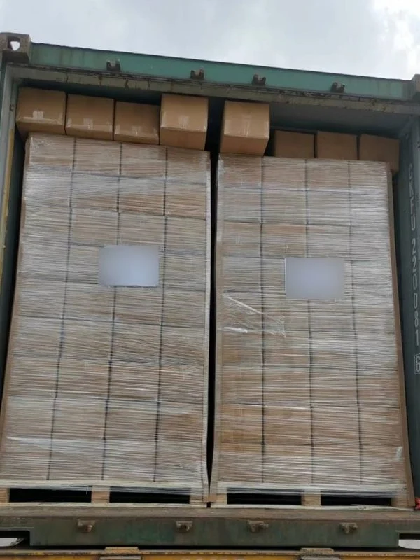Aluminum telescopic broom poles palletized and loaded in shipping container for US distributor