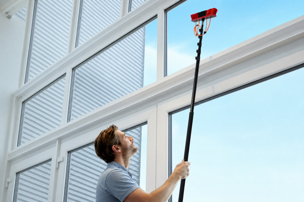 Multi-section telescopic aluminum pole for professional window cleaning
