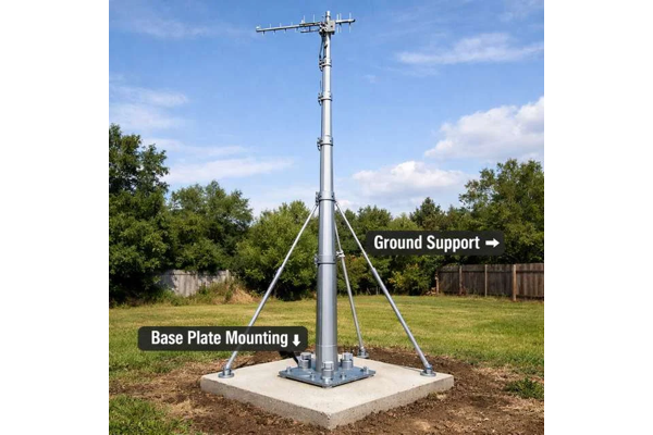 Ground mounted antenna pole application