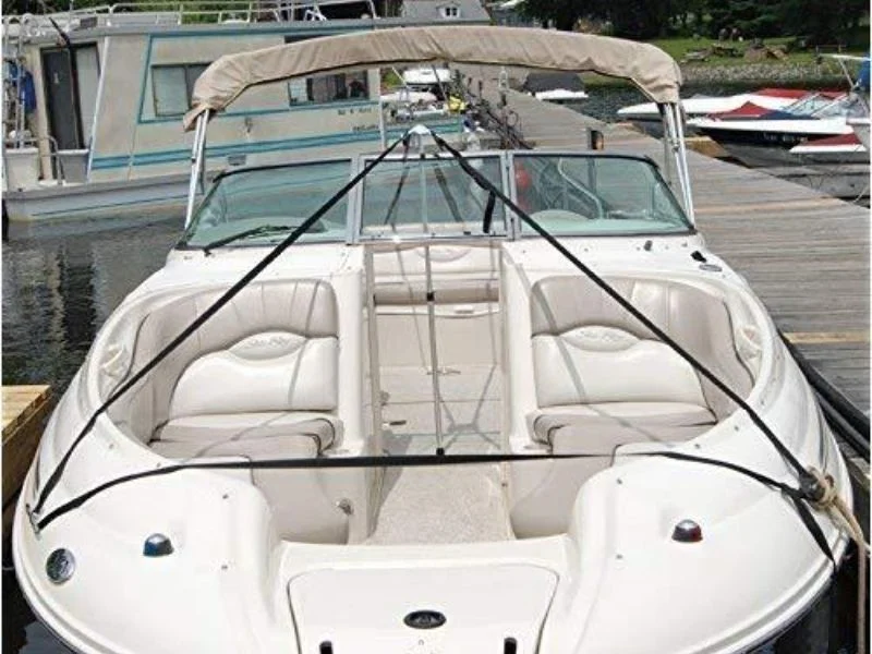 Standalone boat cover pole with mushroom cap and base