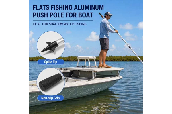 Flats fishing aluminum push pole in use