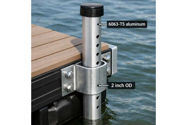 Floating dock pole application